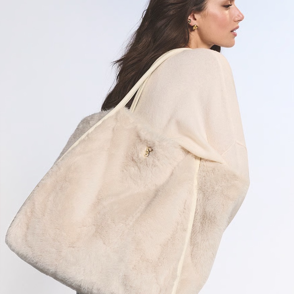 Victoria's Secret Cream Faux Fur Tote Bag